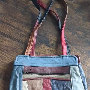 Multicolor Patchwork Leather Shoulder Bag